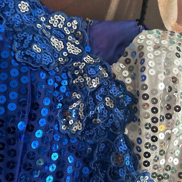 Night Moves Strapless Royal Blue Sequin Dress 9/10 - Picture 9 of 16